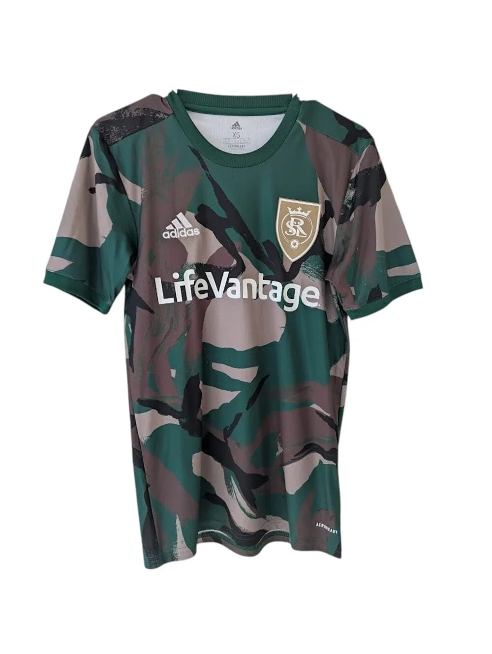 Official 2021 Real Salt Lake MLS Camo Football Soccer Jersey Adidas XS Aeroready